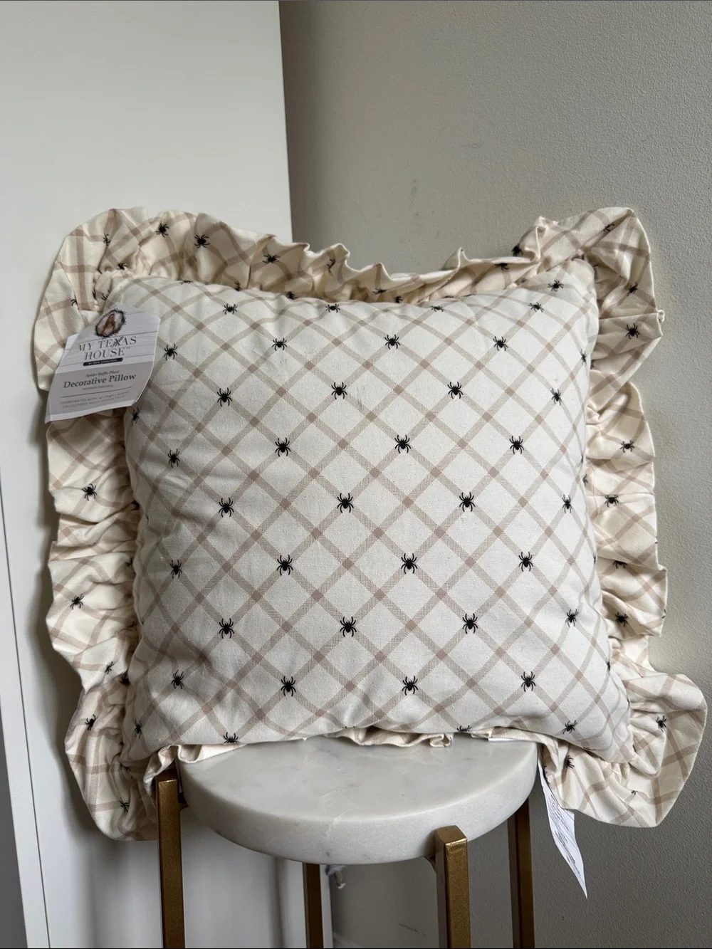 My Texas House Spider Ruffle Plaid Decorative Pillow, Set of 2!!